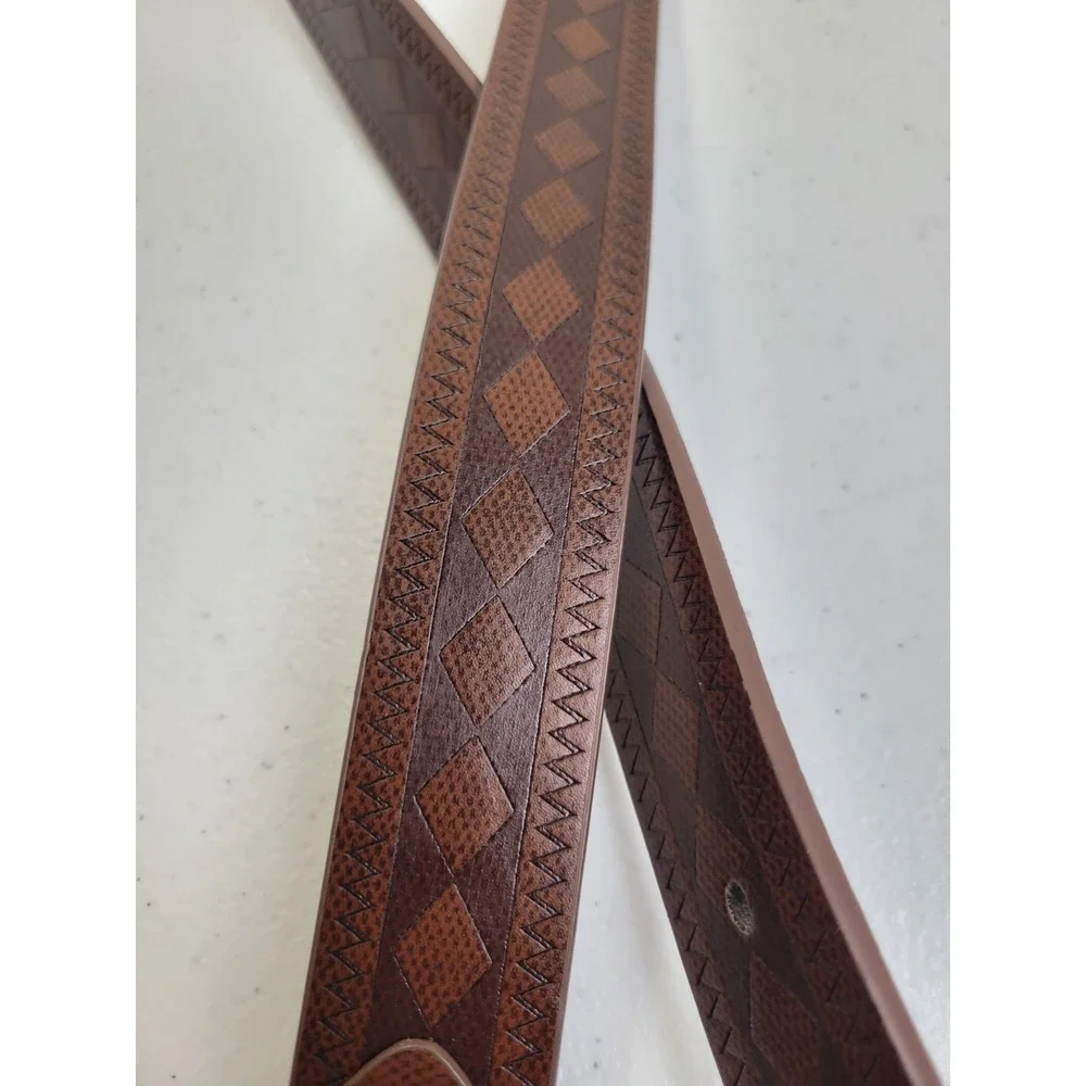 Gold Coast Belt Men 42 Western Cowboy Embossed Diamond Stitch Farmhouse Brown